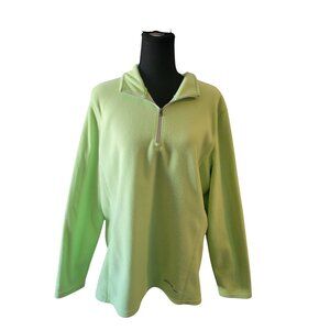 Eddie Bauer Neon Green Long Sleeve Quarter Zip Pullover Size XL Casual Hiking